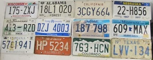 Mixed Bulk lot 12 licence/number plates US/United States/USA/American set D12 - Foto 1 di 13