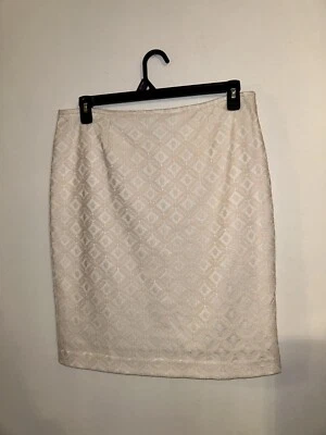 Falda para mujer Calvin Klein hasta la rodilla 14 crema geométrica mezcla de algodón Foto 1 de 4