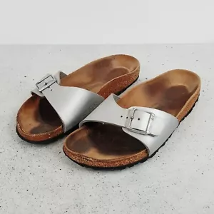 [ BIRKENSTOCK ] Womens Silver Madrid Sandals Slides Shoes | Size EUR 39 - Picture 1 of 12