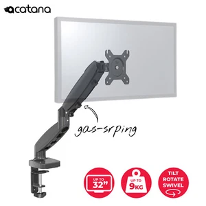 Single Monitor Arm Mount Desk Stand up to 32" Screen up to 9kg VESA Gas Spring - Picture 1 of 12