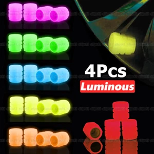 4Pcs Luminous Tire Valve Cap Kit Car Vehicle Wheel Dust Cover Glow In The Dark - Picture 1 of 18