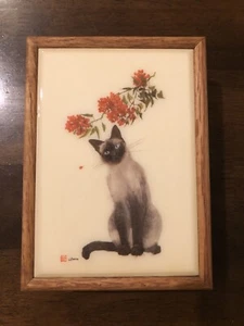 LC Baron Burmese Cat Graphic Art Tile Wood Trinket Box USA - Picture 1 of 12