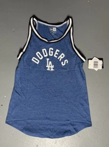 New Era La Dodgers Women’s Raw Edge Jersey Tank Top Royal White - Picture 1 of 8