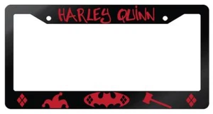 Harley Quinn (Design 1) Glossy Black Plastic License Plate Frame DC - Picture 1 of 1