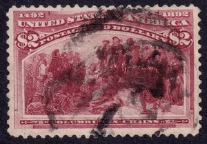 US Scott 242, 1893 Columbus in Chains, $2 brown red, VERY FINE USED - Picture 1 of 2