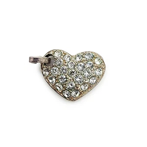 Vintage White Clear Rhinestone Silver Tone Pendant Signed Roman 3/4 inches wide - Picture 1 of 5