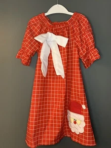 Christmas Peasant Dress Red & White. Bow &Santa Girls Size XL (see Pics) - Picture 1 of 6