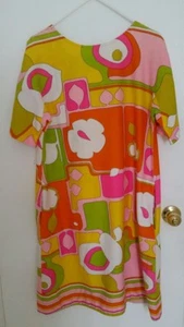 Vintage Kamehameha Hawaiian Shift Dress 1960 Mid century Made in Hawaii M L - Picture 1 of 10