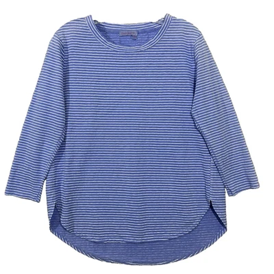 Top túnica mujer Fresh Produce SM azul blanco rayas manga 3/4 algodón 22032 Foto 1 de 4