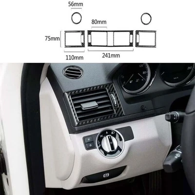 Para Mercedes Benz Classe C W204 tampa acabamento saída de ventilação de ar 11-13 5x fibra de carbono - Imagem 1 de 4