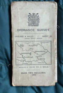 Vintage Ordnance Survey 1 Inch Coloured Cloth Map, Harrogate Area, 1913, No 26 - Picture 1 of 2
