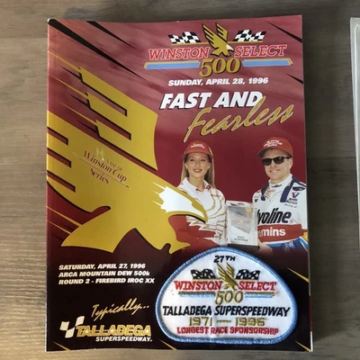 Talledega NASCAR 1996 Winston Select 500 program w/ patch and lineup card - Image 1 of 4