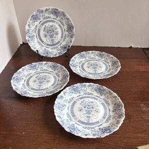 Vintage 4 Arcopal Frankreich blau & weiß Blumen Salat Brot Dessert Teller 7,5" - Bild 1 von 9