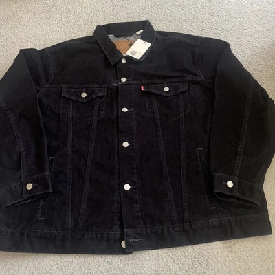 LEVI'S 男式 2XL 高级羽毛感觉黑色牛仔卡车司机夹克内袋 — 第 1/4 张图片