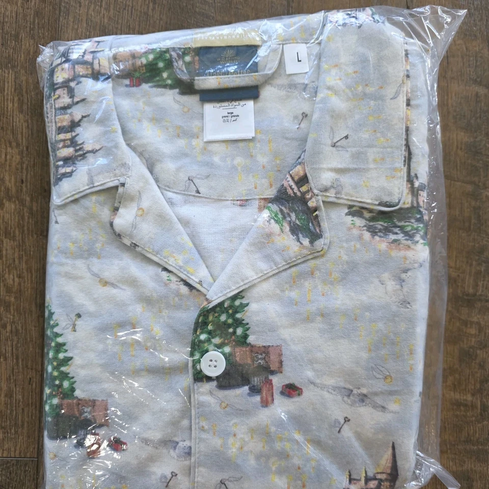 Pottery Barn Adult Harry Potter Hogwarts Christmas Flannel Pajamas Large NEW - Image 1 of 1