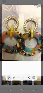 Bunte Doppel Bohemian Creolen mit Strass Akzenten Neu mit Etikett - Bild 1 von 4