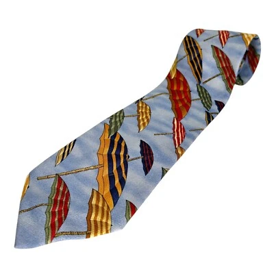 Tommy Bahama Para Hombres Corbata Azul Playa Paraguas Cabaña Seda Corbata Azul 60" x 4" Foto 1 de 4