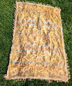 RARA tovaglia arazzo seta antico impero russo XIX secolo 74" x 48" - Foto 1 di 13
