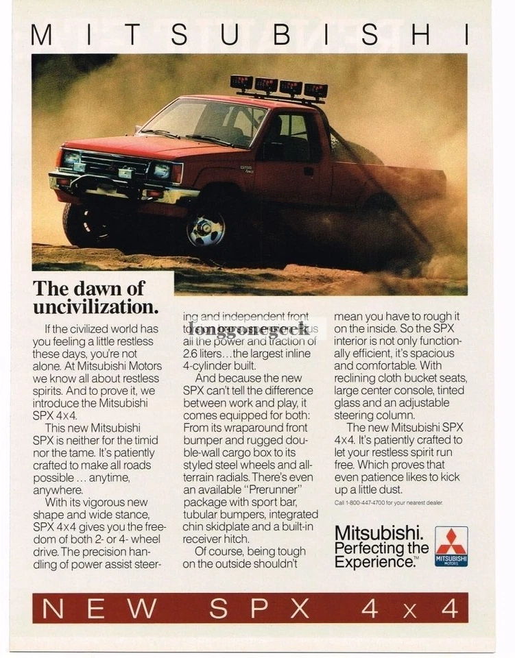 Camioneta pickup Mitsubishi SPX 1986 4x4 roja anuncio vintage  Foto 1 de 1