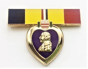 Marine, Navy, Coast Guard Combat Action Ribbon Purple Heart Combat Wounded Pin - Picture 1 of 1