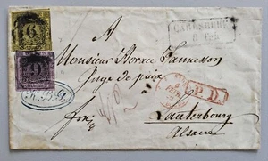 Baden Brief 6 Kr.+9 Kr. n. Straßburg (Mi.Nr. 4b, 7), Stempel "24", dopp. geprüft - Bild 1 von 7