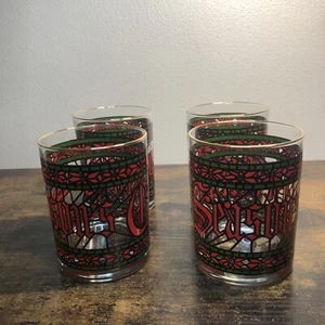 Vintage Houze Seasons Greetings Christmas Glasses Set Of 4 Tumblers 12 oz - Picture 1 of 7