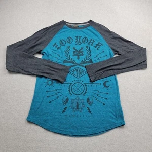 Camisa Zoo York Para Hombres Pequeña Azul Negra Raglán Manga Larga ZYNY Graffiti Patín - Imagen 1 de 8