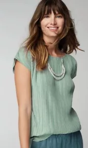 J Jill mintgrünes Top neu mit Etikett plissiert leichter Strick hinten Schlüsselloch Damen Large 14 - Bild 1 von 13