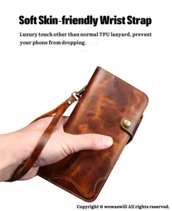Genuine Cowhide Magnetic Leather Flip Cover Case for iPhone - Foto 1 di 15