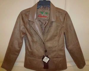 WOMEN'S SIZE MEDIUM "A" COLLEZIONI BROWN SUEDE LEATHER 2 BUTTON JACKET NWT - Picture 1 of 5