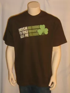 Irish You Would Kiss Me T Shirt Mens Size MED Brown St Patty's Day 100% Cotton - Picture 1 of 2