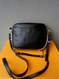 DYLAN KAIN THE RODRIGUEZ LIGHT GOLD PEBBLE LEATHER BLACK BAG. RRP$499.00. - Picture 1 of 15