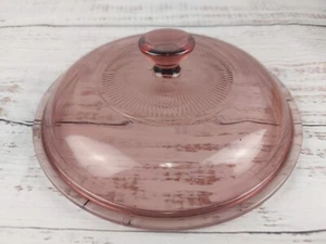 Pyrex Corning Visions Cranberry Glass Lid V-1-C for 1 Qt Pot or Casserole Ribbed - Picture 1 of 3
