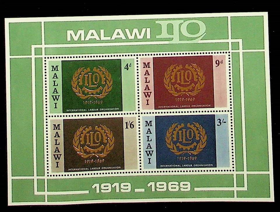 MALAWI Sc 113a NH SOUVENIR SHEET OF 1969 - ILO - (DL24) - Image 1 of 1