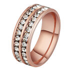 Bague de mariage double rangée AAA CZ bracelet de fiançailles femme en acier inoxydable taille 5-12