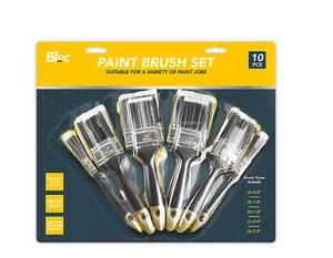 10pc Paint Brush Set with Straight Smooth Bristles - Mix Sizes from 0.5" to 2.5" - Picture 1 of 5