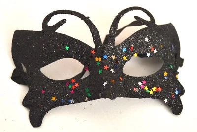 NEW Black Butterfly Glitter Masquerade Face Half Mask Eye Gothic Halloween Party - Image 1 of 2