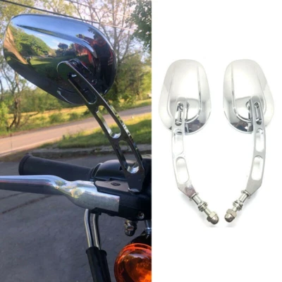 Chrome Motorcycle Rear View Mirrors For Harley Davidson Super Glide Wide Glide Foto 1 de 4