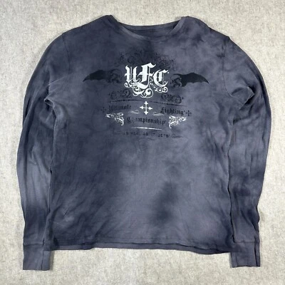 Camisa UFC Para Hombre XXL Térmica Tejida Gofre Manga Larga Calavera Cruzada Y2K Suelta Gris Foto 1 de 4