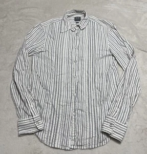 Armani Exchange Linen Shirt Men's Small Ivory Stripe Long Sleeve Button Up A/X - Picture 1 of 10