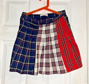 Zara Kids Girls Size 11/12 Red, Blue & White Plaid Pleated Skirt - Picture 1 of 5