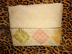 CROSCILL ELLA FLORAL PATCHWORK PINK GREEN GOLD QUEEN FLAT SHEET 86 X 94 - Picture 1 of 9