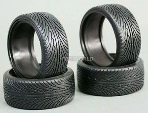RC 1/10 DRIFT TIRES Package Radial Treads DRIFT 52mmx26mm BLACK  (4PCS)  - Picture 1 of 3