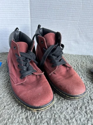 Botas Dr Martens Maelly para mujer 6 rojas de lona con cordones suelas de goma de combate Foto 1 de 4