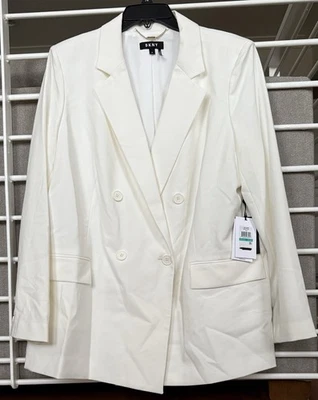 DKNY White Lined Blazer Jacket Double Breast Jacket. Size 16 For Women . - Image 1 of 4