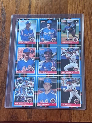 1988 Donruss Baseball 9-Card Met's Panel Gooden Darling Carter Hernandez Dykstra - Image 1 of 2