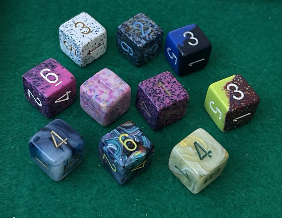 Lote de dados Chessex - D6 dados de seis caras Foto 1 de 1