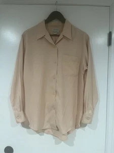 Ann Taylor Blouse 100% SILK Button Up Long Sleeves Peach Pink Women Size 10 - Picture 1 of 4
