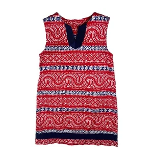 Vineyard Vines Girls Shift Dress Size 5 Red White Blue Paisley - Picture 1 of 6