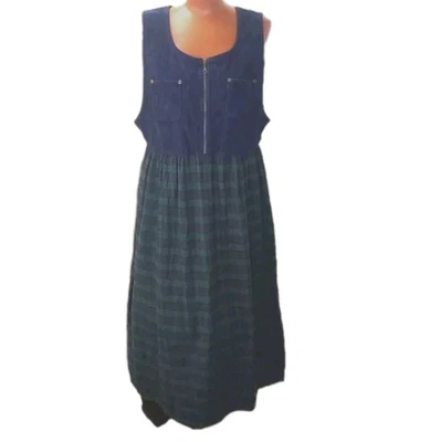 Maxi Vestido Jersey Lagenlook De Colección Talla Grande Azul Pana Negro Reloj Franela a Cuadros Foto 1 de 4